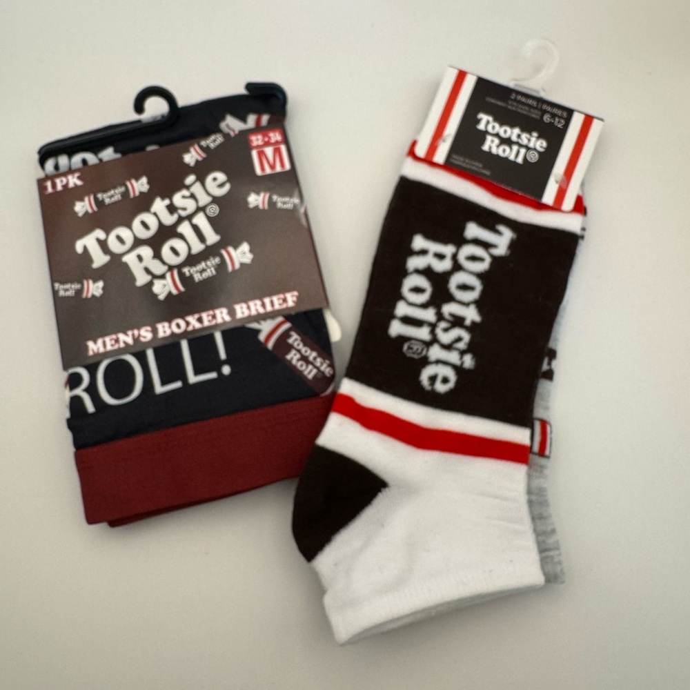 Men's Tootsie Roll Boxer Brief and Socks Set - Size M